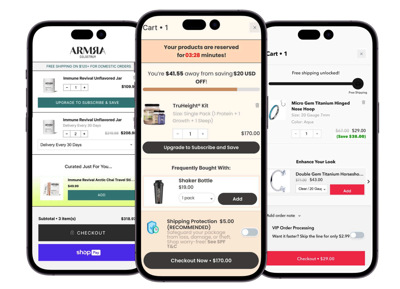 Aftersell checkout upsell layout