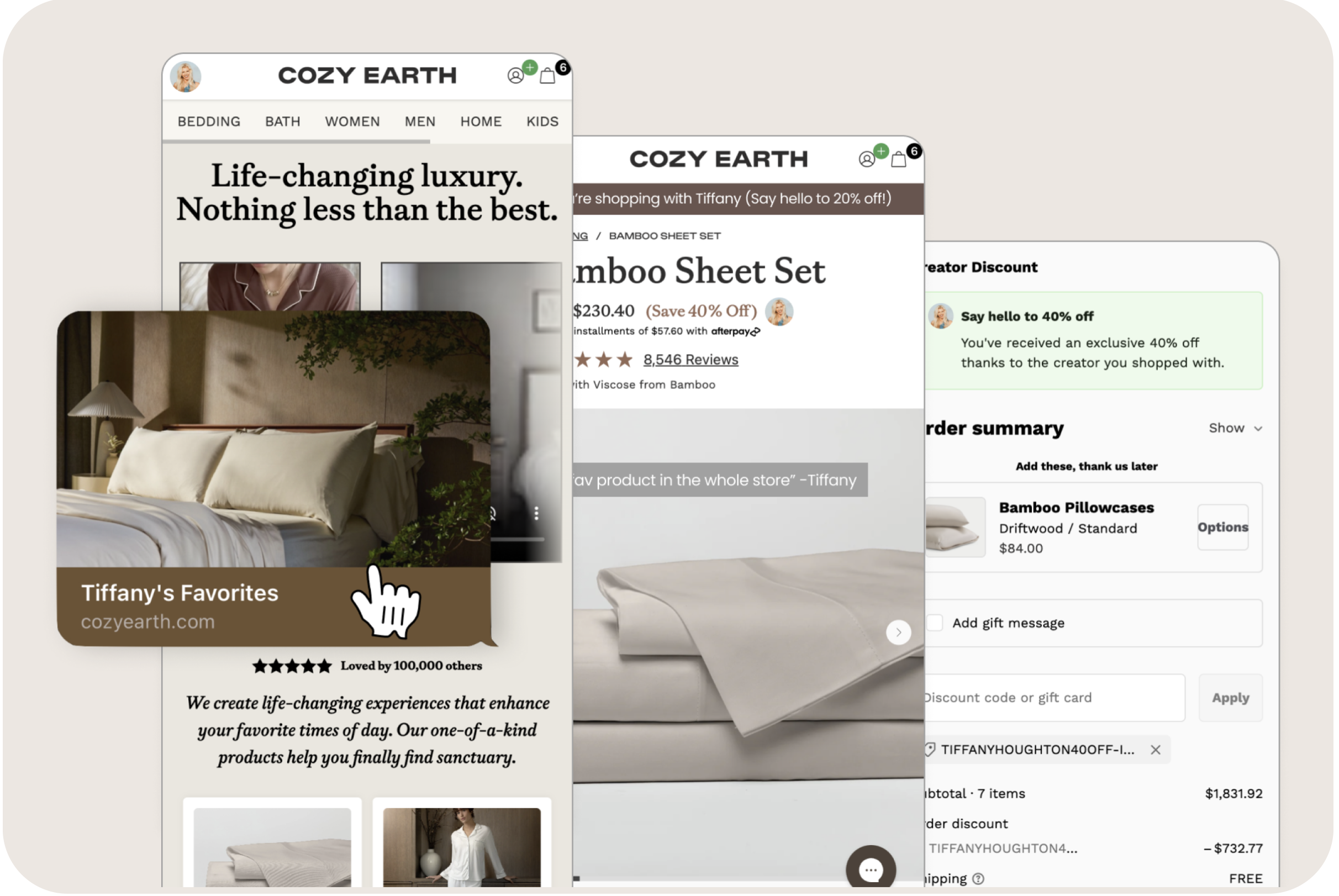 CreatorCommerce x Cozy Earth